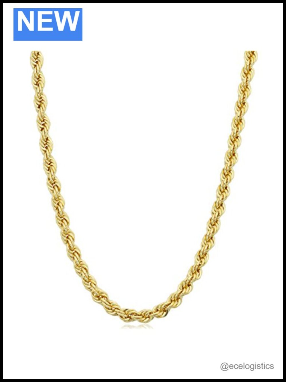 14k Gold Filled Rope Chain Necklace 20 Inch Lobster Clasp Unisex